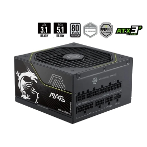 Power Supply, MSI, MAG A1200PLS PCIE5, ATX, PC, 100 - 240 V, 1200 W, MAGA1200PLSPCIE5