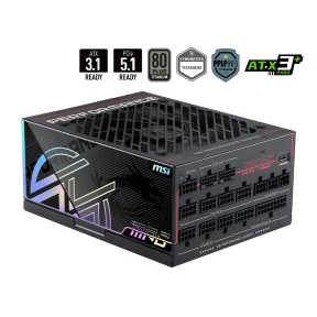 Power Supply, MSI, MPG Ai1300TS PCIE5, ATX, PC, 100 - 240 V, 1300 W, MPGAI1300TSPCIE5