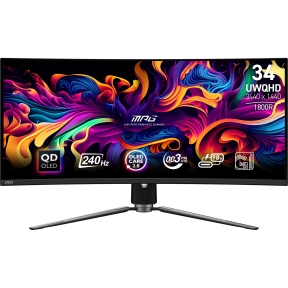 Monitor, MSI, 34, Gaming/Curved/21 : 9, Panel QD-OLED, 3440x1440, 240, Matte, 0.03 ms, Swivel, Height adjustable, Tilt, Colour Black, MPG341CQPXQD-OLED