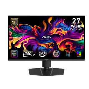 Monitor, MSI, MAG 271QP QD-OLED X24, 26.5, Gaming, Swivel, Pivot, Height adjustable, Tilt, Matte, Panel QD-OLED, 2560x1440, 16:9, 240 ??, 0.03 ms, Colour Black, MAG271QPQDOLEDX24