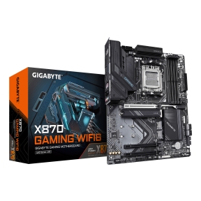 Mainboard, GIGABYTE, AMD X870, SAM5, ATX, Memory DDR5, Memory slots 4, 3xPCI-Express 16x, 2xM.2, 1xHDMI, 1xAudio-In, 1xAudio-Out, 1xMicrophone, 4xUSB 3.2, 2xUSB-C, 1xRJ45, X870GAMINGWF6