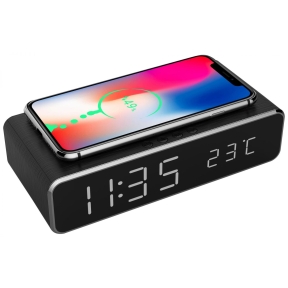 MOBILE CHARGER WRL W/DIG ALARM/CLOCK DAC-WPC-01 GEMBIRD
