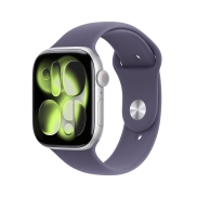 Apple Watch Series 11 GPS, 46 mm, Silver Aluminium, Purple Fog Sport Band (M/L)