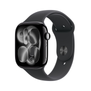 Apple Watch Series 11 GPS, 46 mm, Jet Black Aluminium, Black Sport Band (M/L)