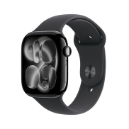 Apple Watch Series 11 GPS, 46 mm, Jet Black Aluminium, Black Sport Band (S/M)