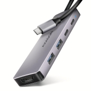 Axagon HMC-5H60 USB 5Gbps hub, 2x USB-A, 1x USB-C, HDMI 4k/60Hz, PD 100W, USB-C cable