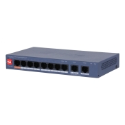 Switch, DAHUA, DH-CS4010-8ET2GT-60, Switch layer L2, 8xRJ-45 ports, RJ-45 Ports Type Fast Ethernet (10/100), 2xGigabit Ethernet (copper) ports quantity, 8xPower over Ethernet (PoE) ports quantity, Total Power over Ethernet (PoE) budget 60 W, CS4010-8ET2GT