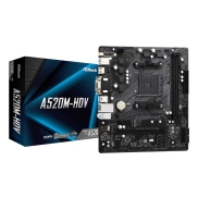 Mainboard, ASROCK, AMD A520, SAM4, Micro-ATX, Memory DDR4, Memory slots 2, 1xPCI-Express 3.0 1x, 1xPCI-Express 3.0 16x, 1xM.2, 1x15pin D-sub, 1xDVI-D, 1xHDMI, 2xAudio-In, 1xAudio-Out, 2xUSB 2.0, 4xUSB 3.2, 1xPS/2, 1xRJ45, A520M-HDV