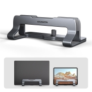 Axagon STND-VG Aluminum stand for vertical insertion of laptops 10"–17.3". Adjustable slot width 9.5–25.5 mm. Grey version.