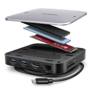Axagon HMC-UFO USB-C Hub M.2 SATA/NVMe 1 Gbit/s Ethernet 384 kHz Audio Wired USB 3.2 Gen 2 (3.1 Gen 2) Type-C Black