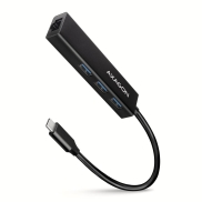 Axagon HMC-GL3A USB 3.2 Gen 1 hub w. 3x USB-A + GLAN, metal, 20cm USB-C cable