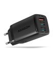 Axagon ACU-DPQ65 GaN Wall charger 65W, 3x port (USB-A + dual USB-C), PD3.0/QC4+/PPS/Apple sīkattēls