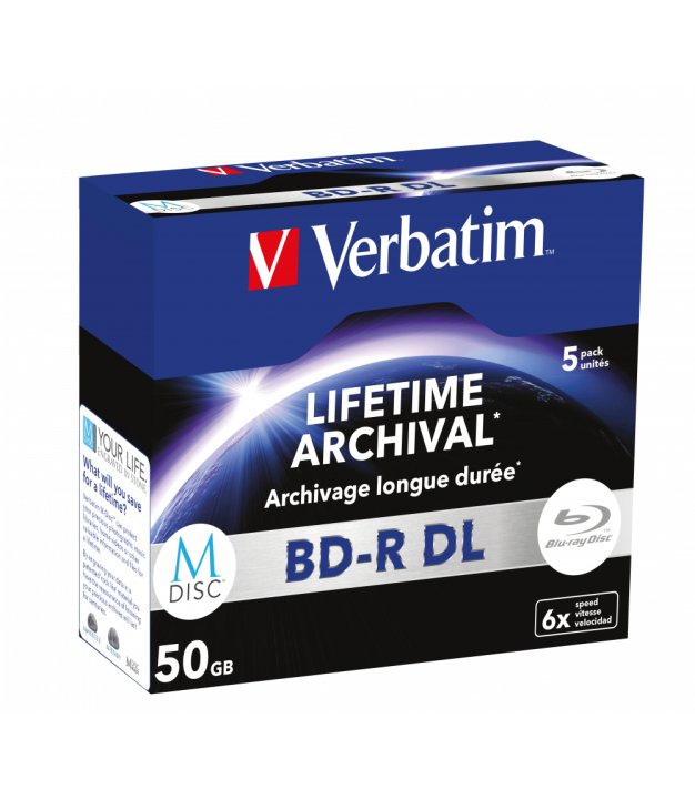 VERBATIM MDisc BD-R DL 6X 50GB 5 Pack