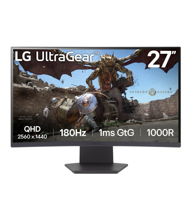 LCD Monitor, LG, 27GS60QC-B, 27, Gaming/Curved, Panel VA, 2560x1440, 16:9, 180 Hz, Matte, 1 ms, Tilt, Colour Black, 27GS60QC-B