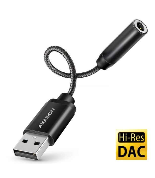 Axagon ADA-HA USB-A to 3.5mm jack Hi-Res DAC Audio Adapter, 384kHz/32bit, Stereo