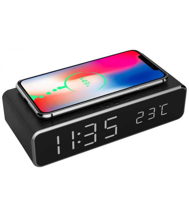 MOBILE CHARGER WRL W/DIG ALARM/CLOCK DAC-WPC-01 GEMBIRD