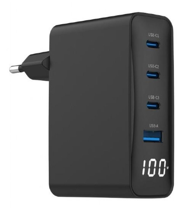 CHARGER USB 100W 4PORT GAN/TA-UC-PDQC100LCD-01-BK GEMBIRD