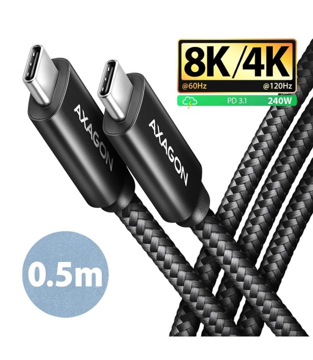 Axagon BUCM4X-CM05AB NewGEN+ USB-C <> USB-C 4 Gen 3×2 / 240 W cable 0.5 m